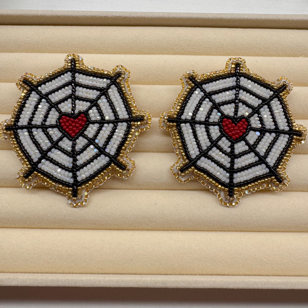 Heart Spiderweb Studs