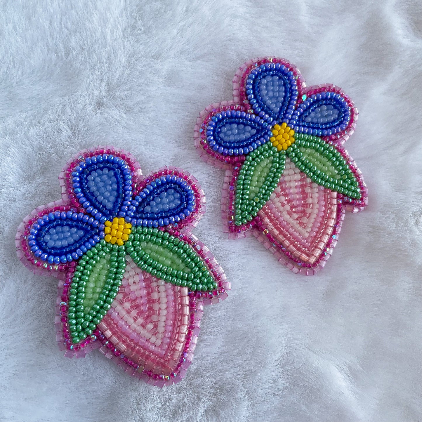 Blue Floral Strawberry XL Studs