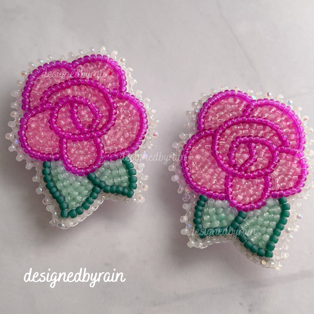 Pink Rose Rounds- Fingernail Studs