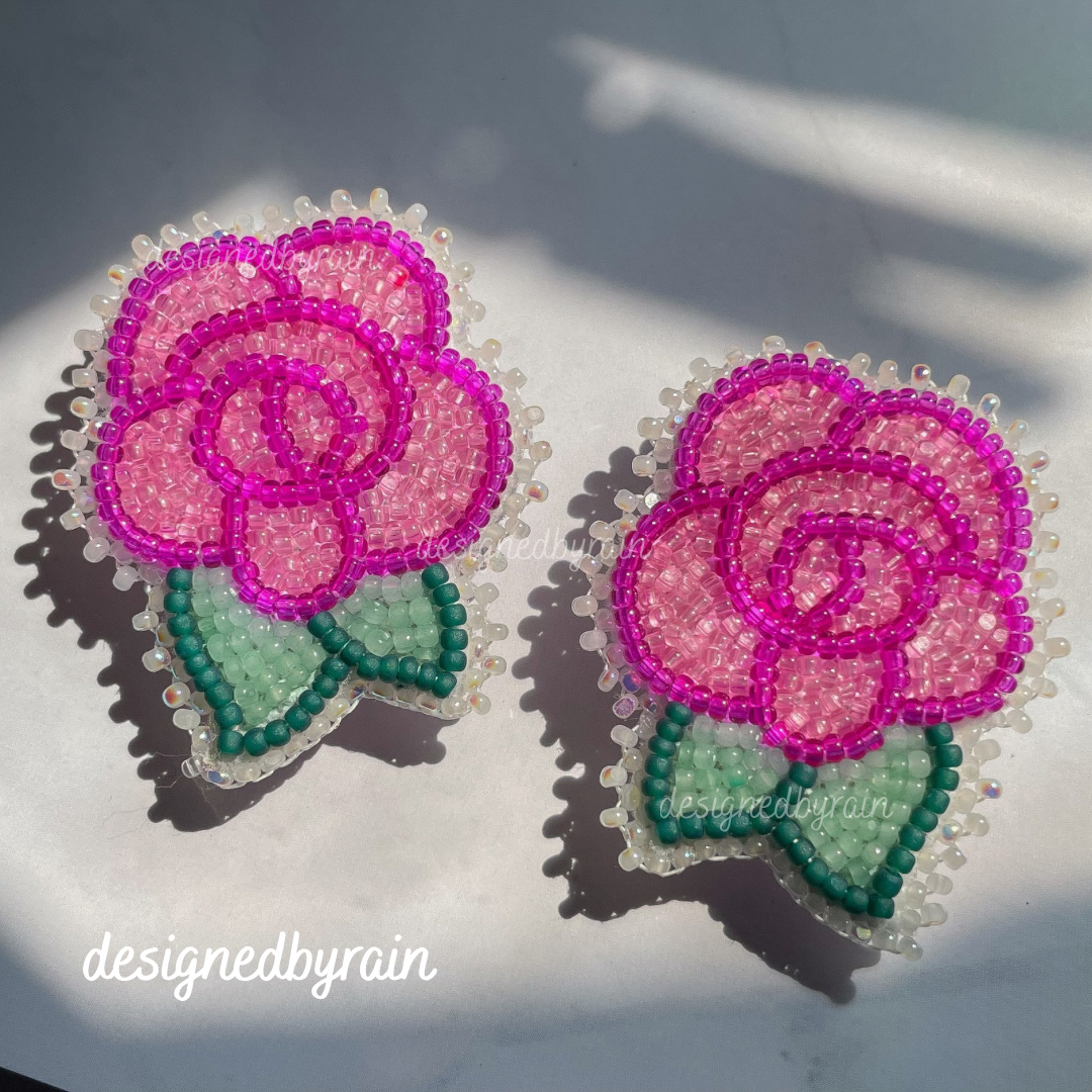 Pink Rose Rounds- Fingernail Studs