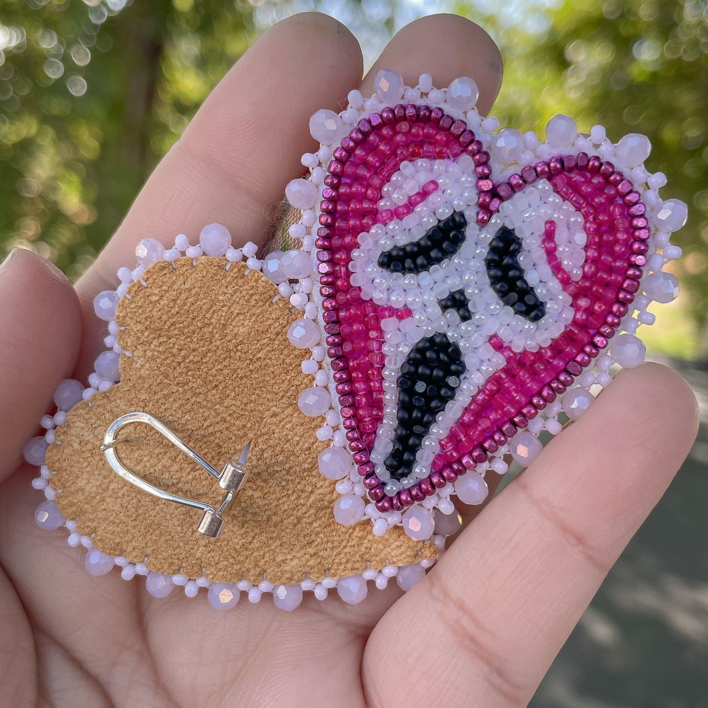 Pink “scream” 💗 Ghost Face Heart Studs