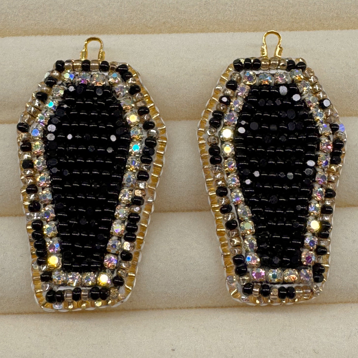 Black & Gold Coffin Dangles
