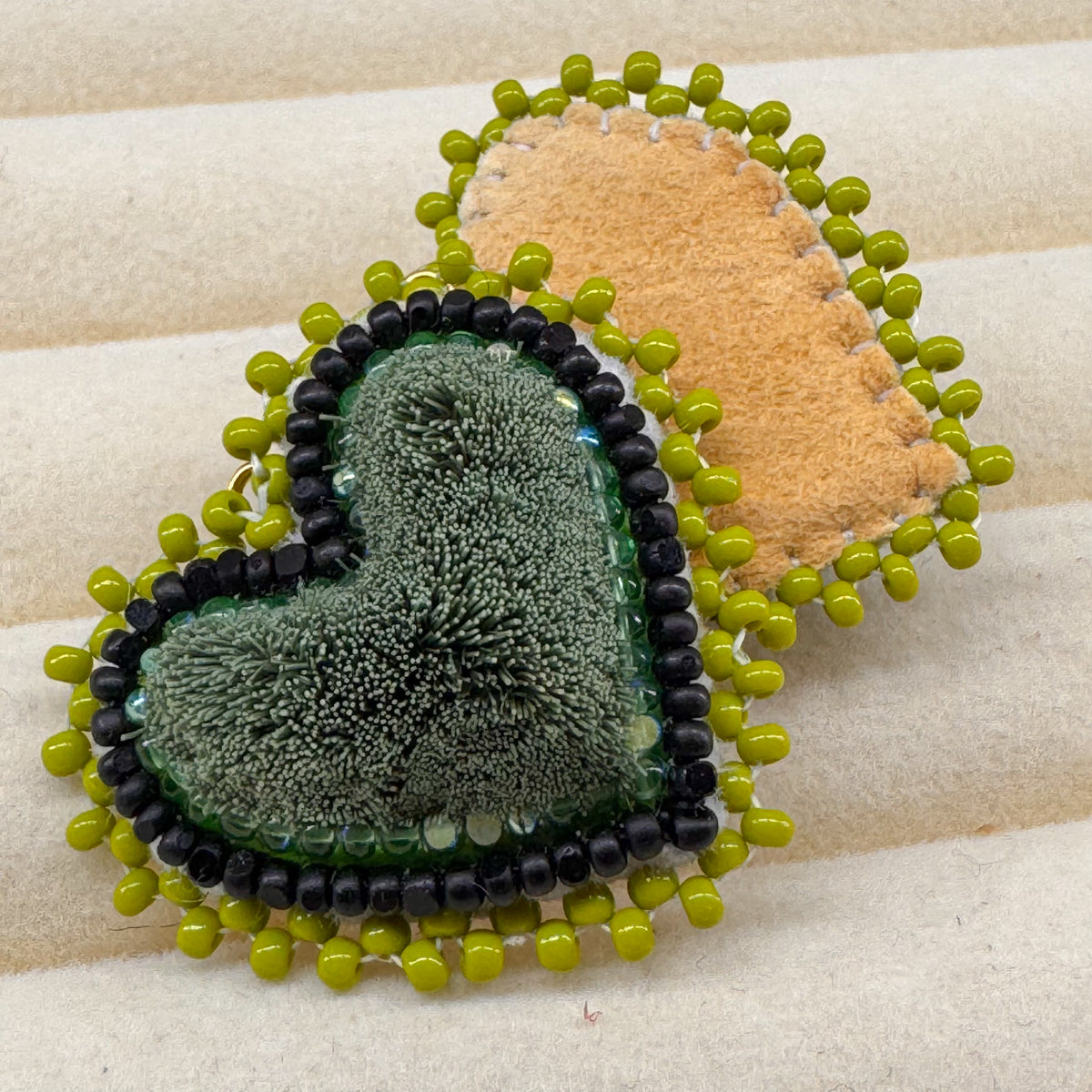 Pretty Green Hearts • Tufted Dangles