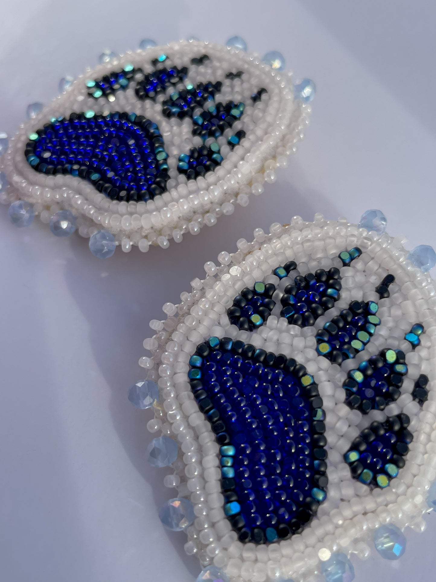 Blue & White Bear Paw Studs