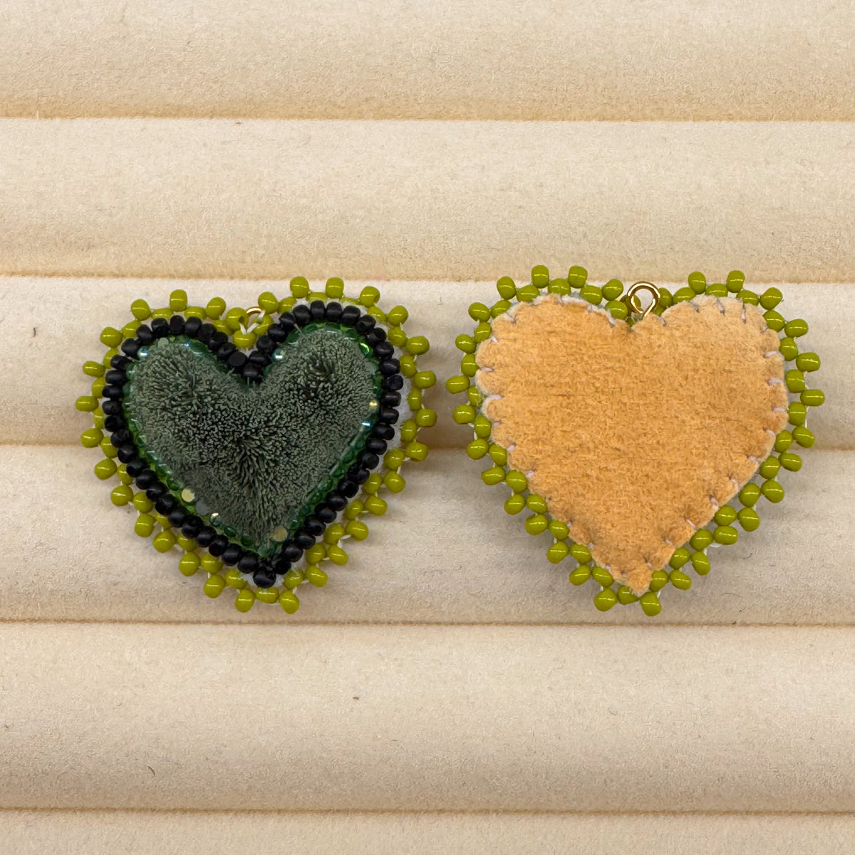 Pretty Green Hearts • Tufted Dangles