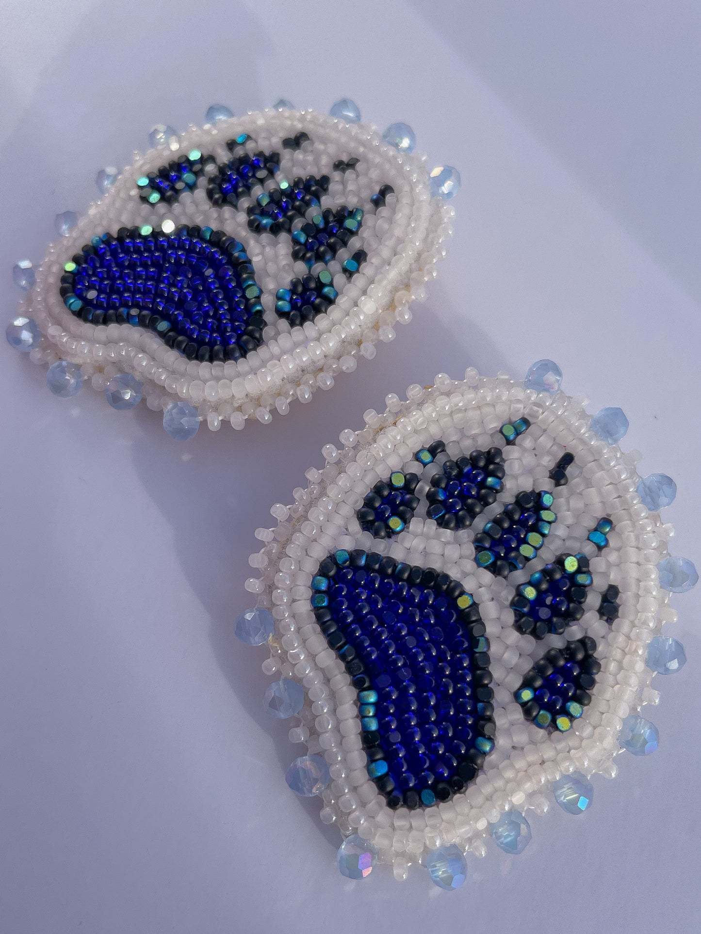 Blue & White Bear Paw Studs