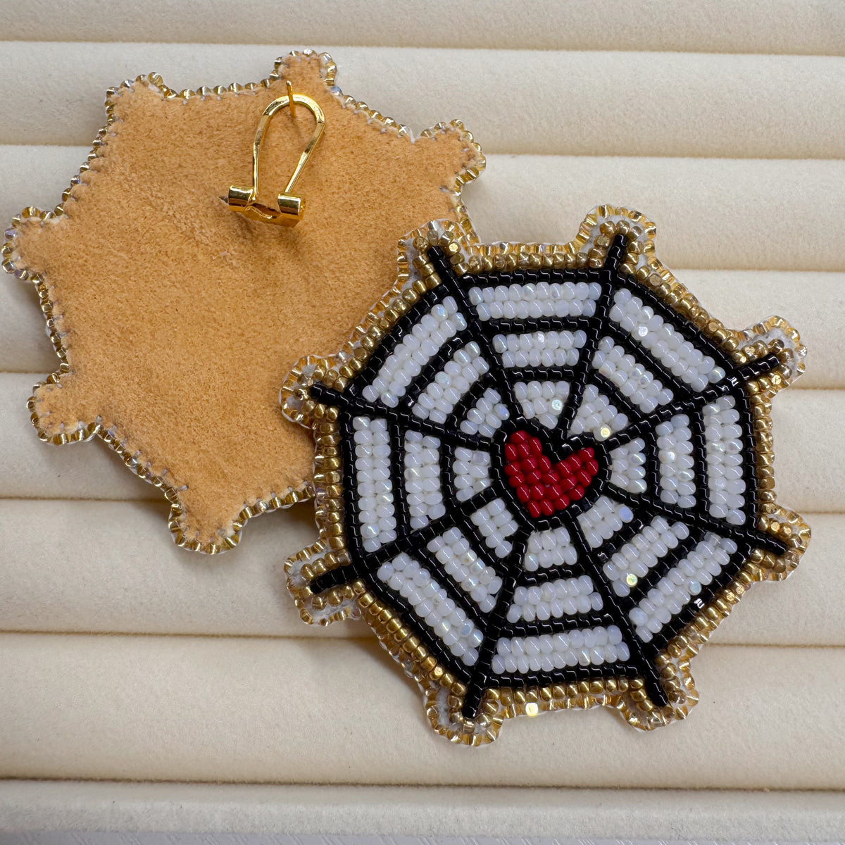 Heart Spiderweb Studs