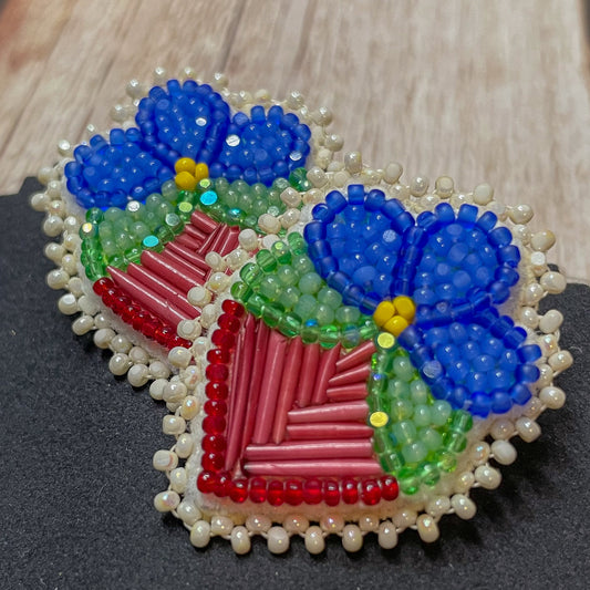 Blue Floral Strawberry Studs • Quilled .