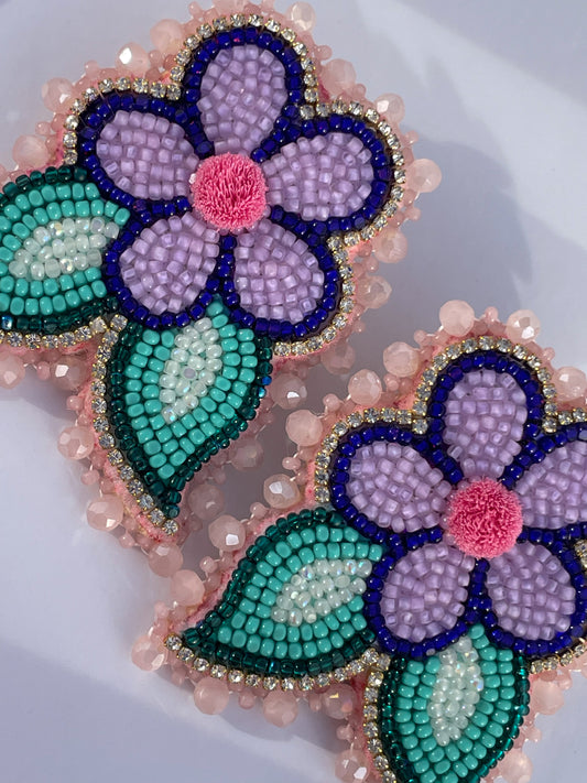 Purple Florals • Beaded & Tufted