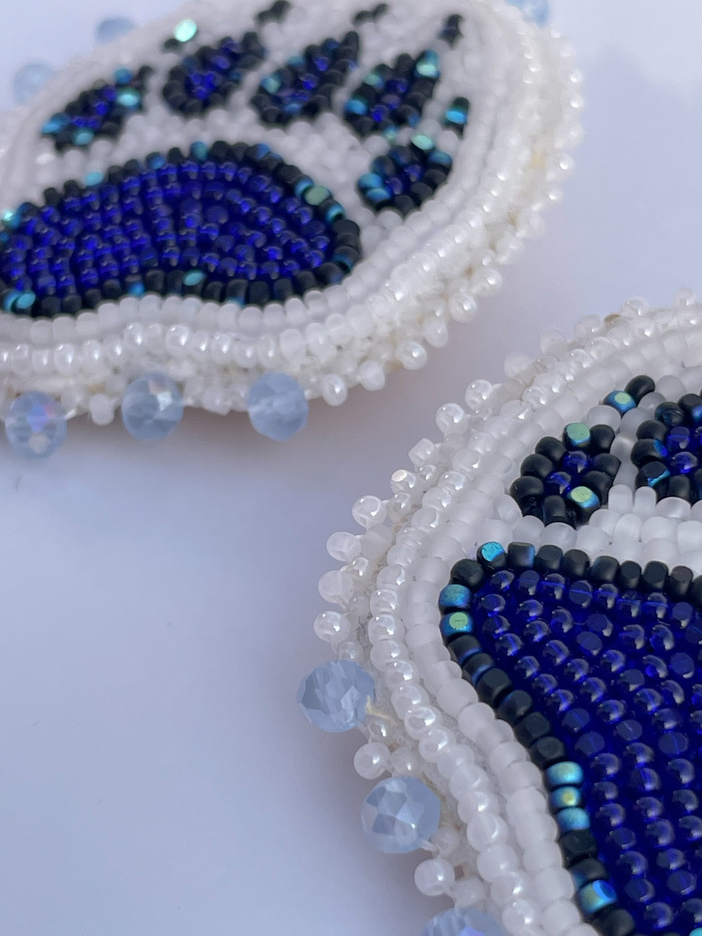 Blue & White Bear Paw Studs