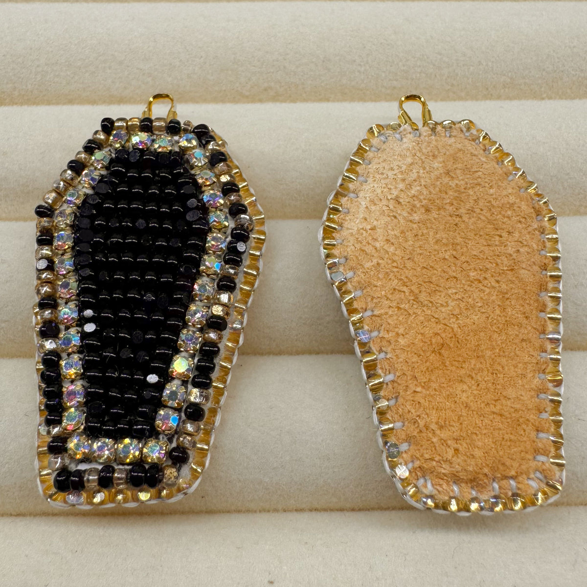 Black & Gold Coffin Dangles