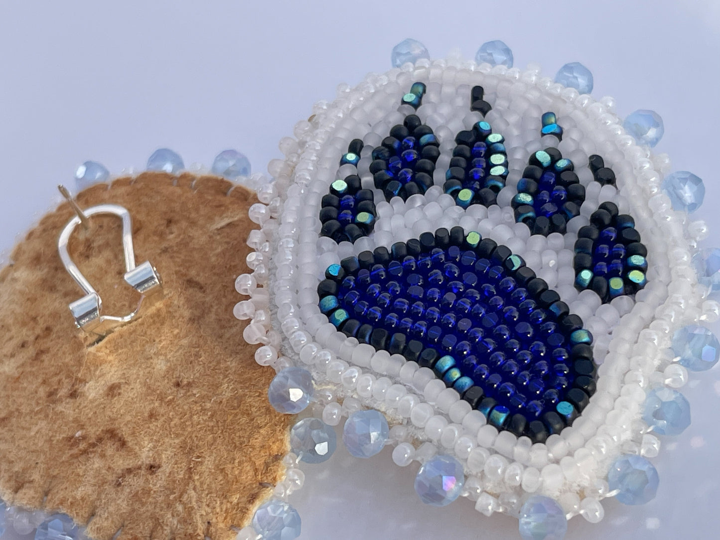 Blue & White Bear Paw Studs