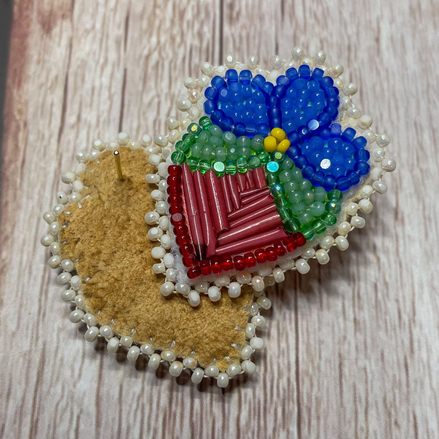 Blue Floral Strawberry Studs • Quilled .