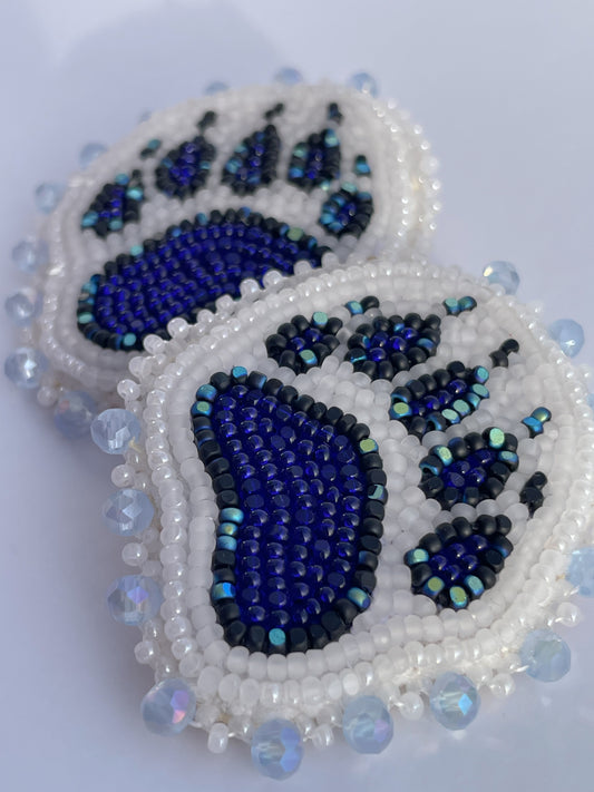 Blue & White Bear Paw Studs