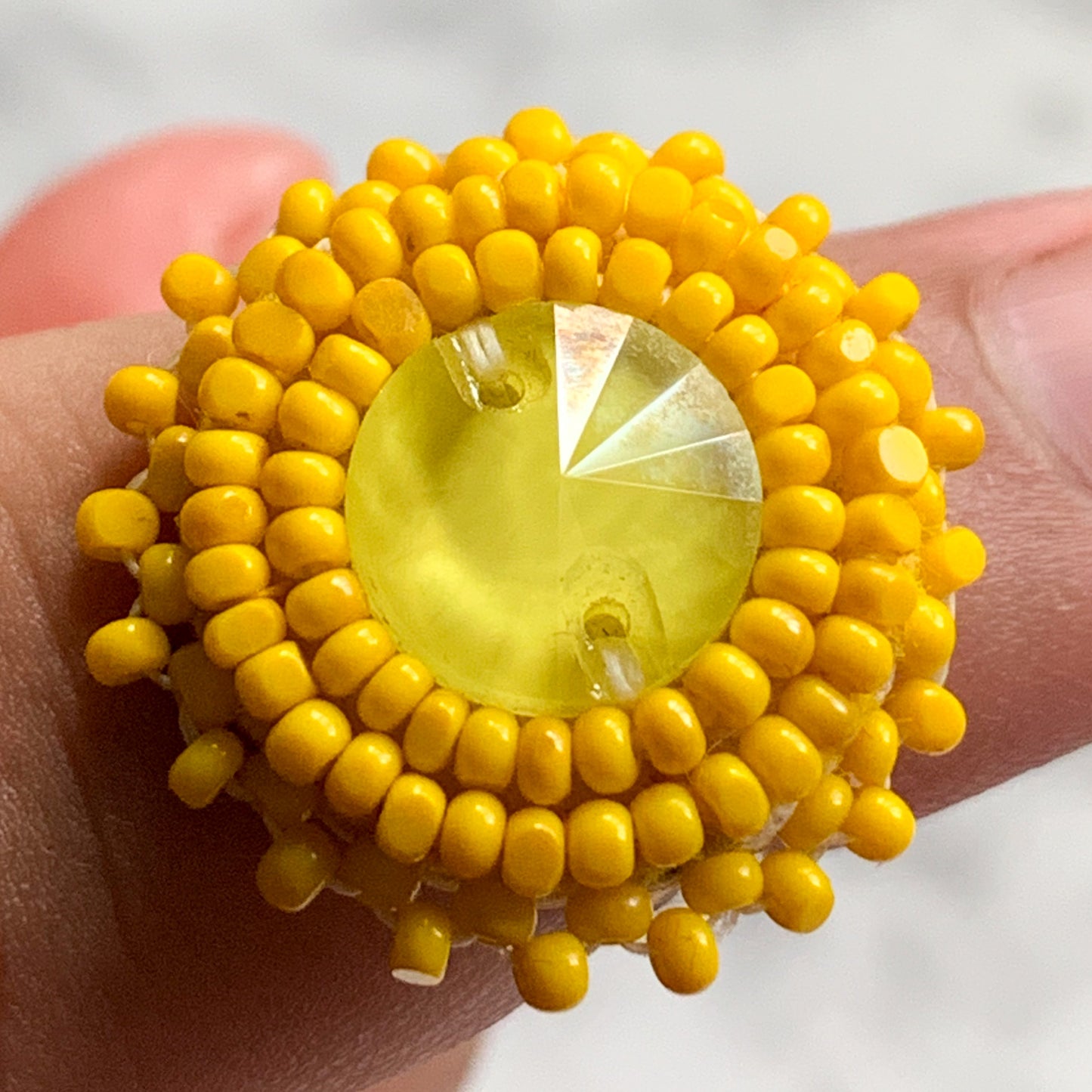 Yellow Adjustable Silver Ring