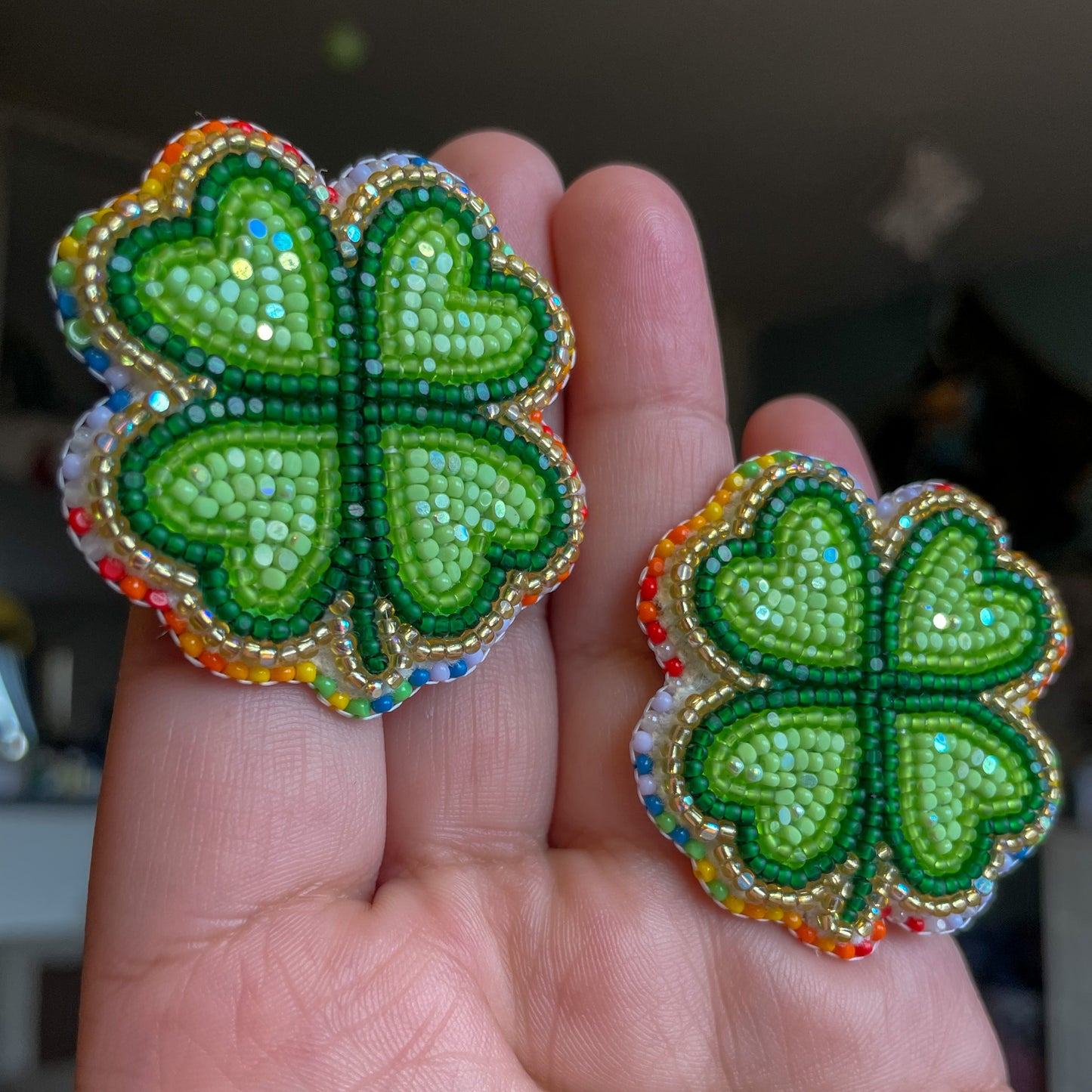 4Leaf Clover Studs - Rainbow Edged XL