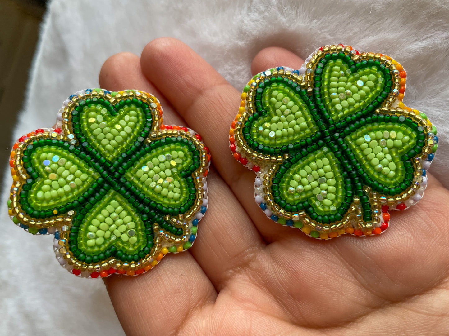 4Leaf Clover Studs - Rainbow Edged XL