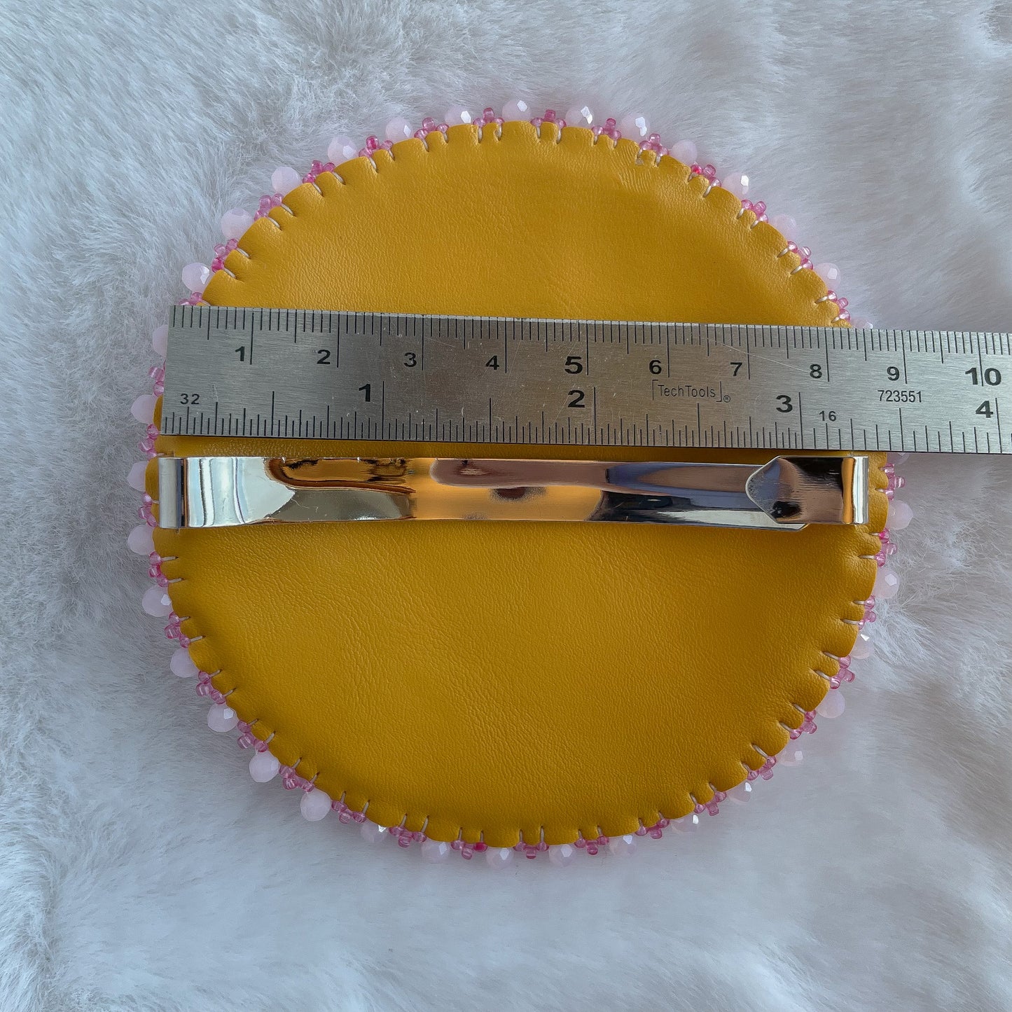 White and Pink Lilly Circle Hair Barrette - LG