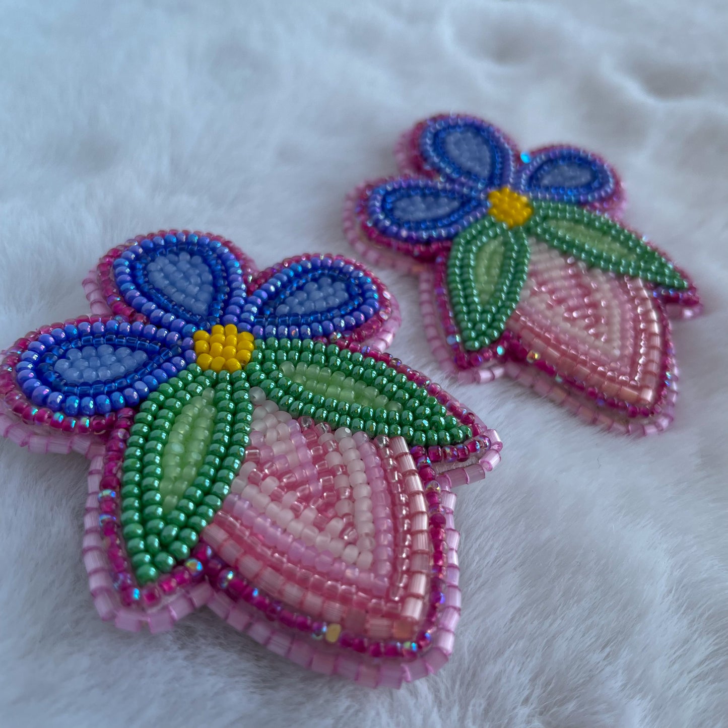 Blue Floral Strawberry XL Studs