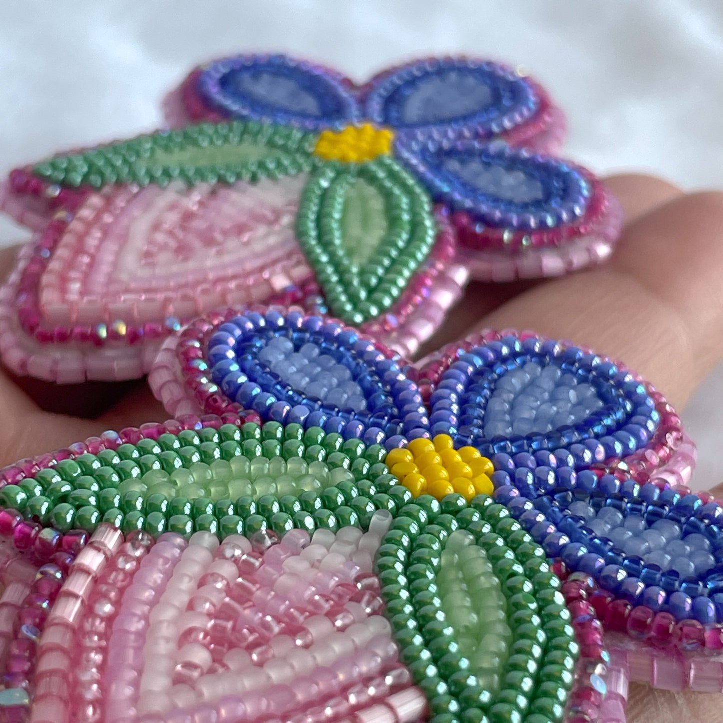 Blue Floral Strawberry XL Studs
