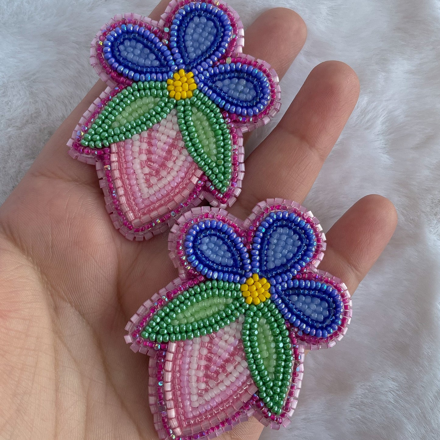 Blue Floral Strawberry XL Studs