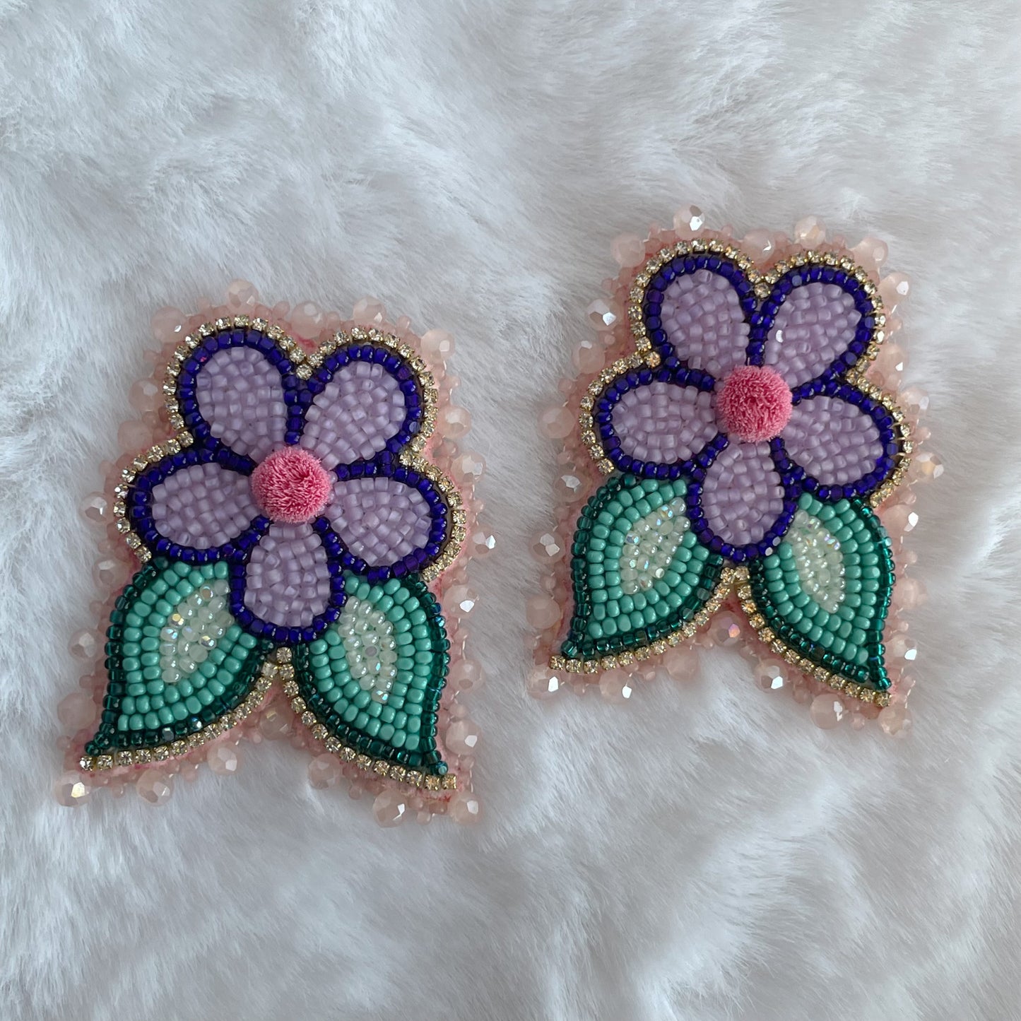 Purple Florals • Beaded & Tufted