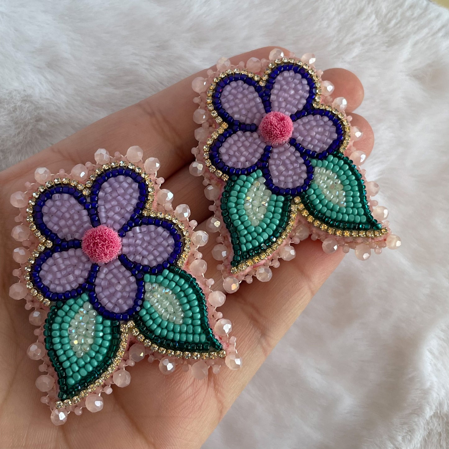 Purple Florals • Beaded & Tufted