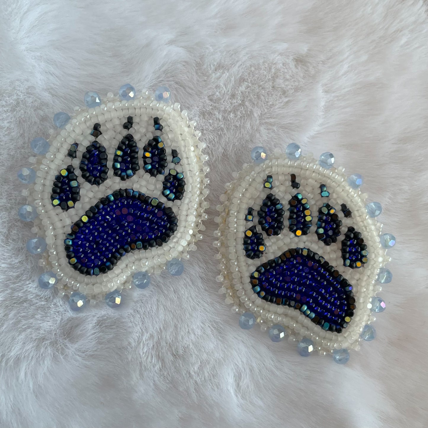 Blue & White Bear Paw Studs