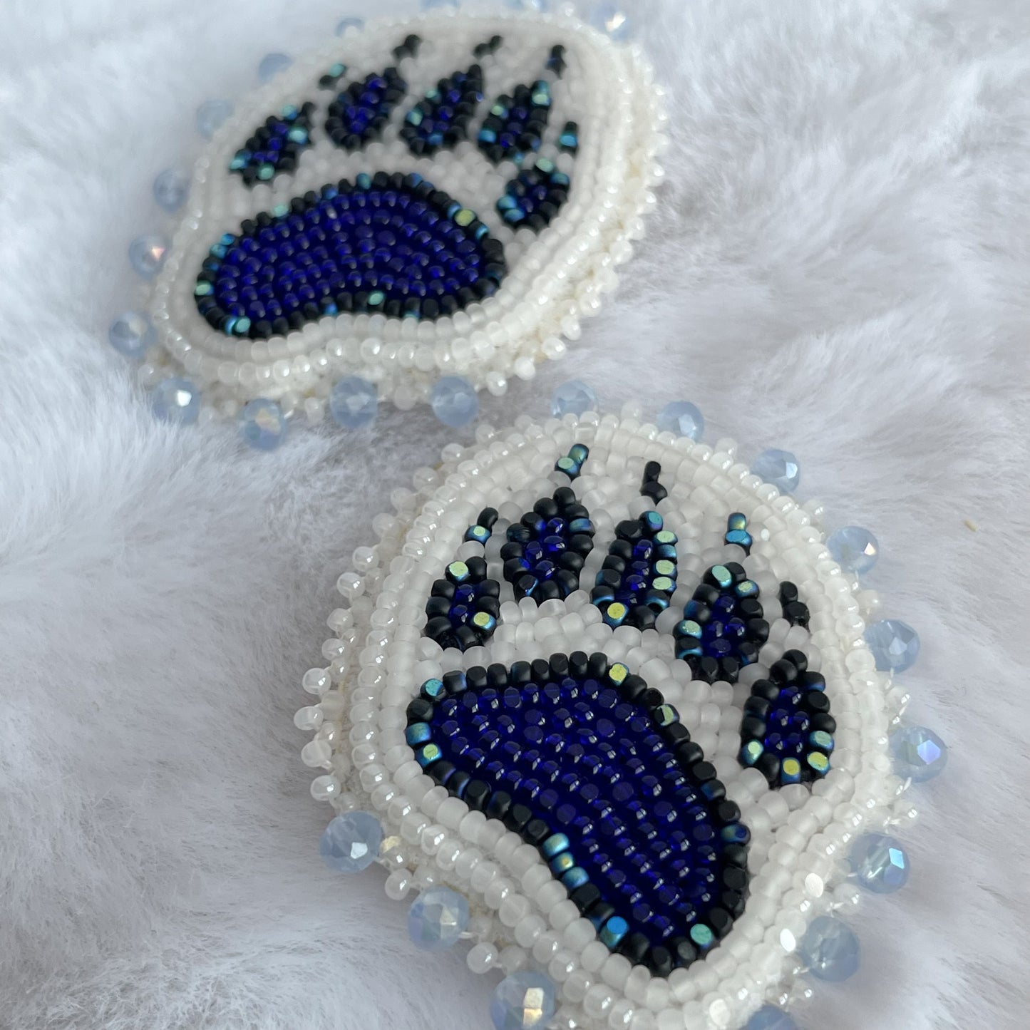 Blue & White Bear Paw Studs