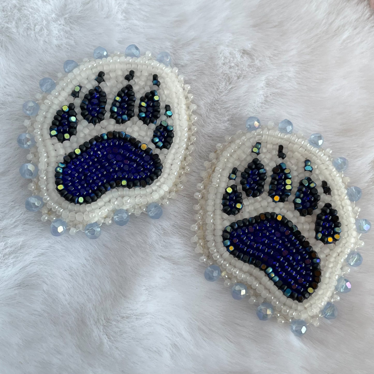 Blue & White Bear Paw Studs