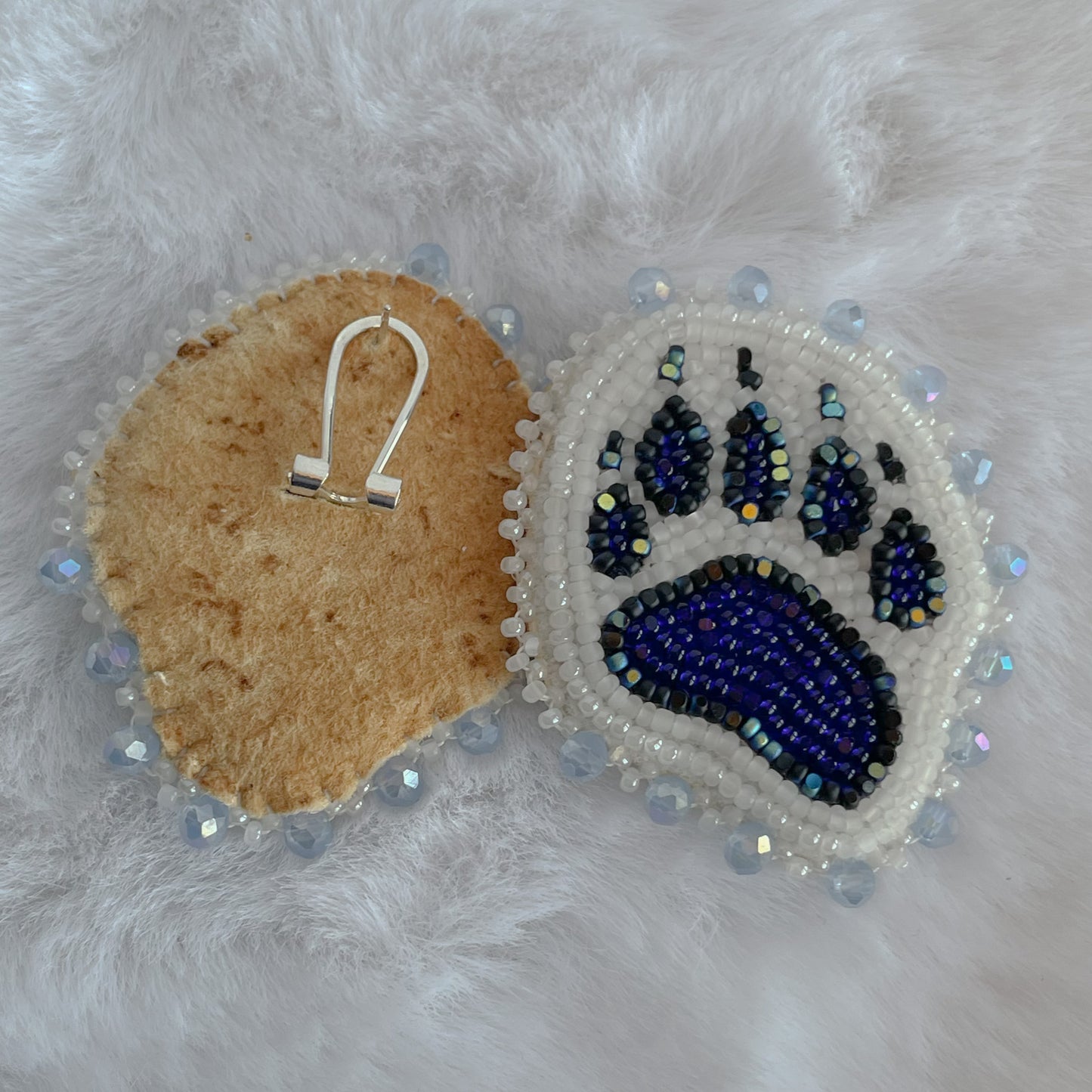 Blue & White Bear Paw Studs