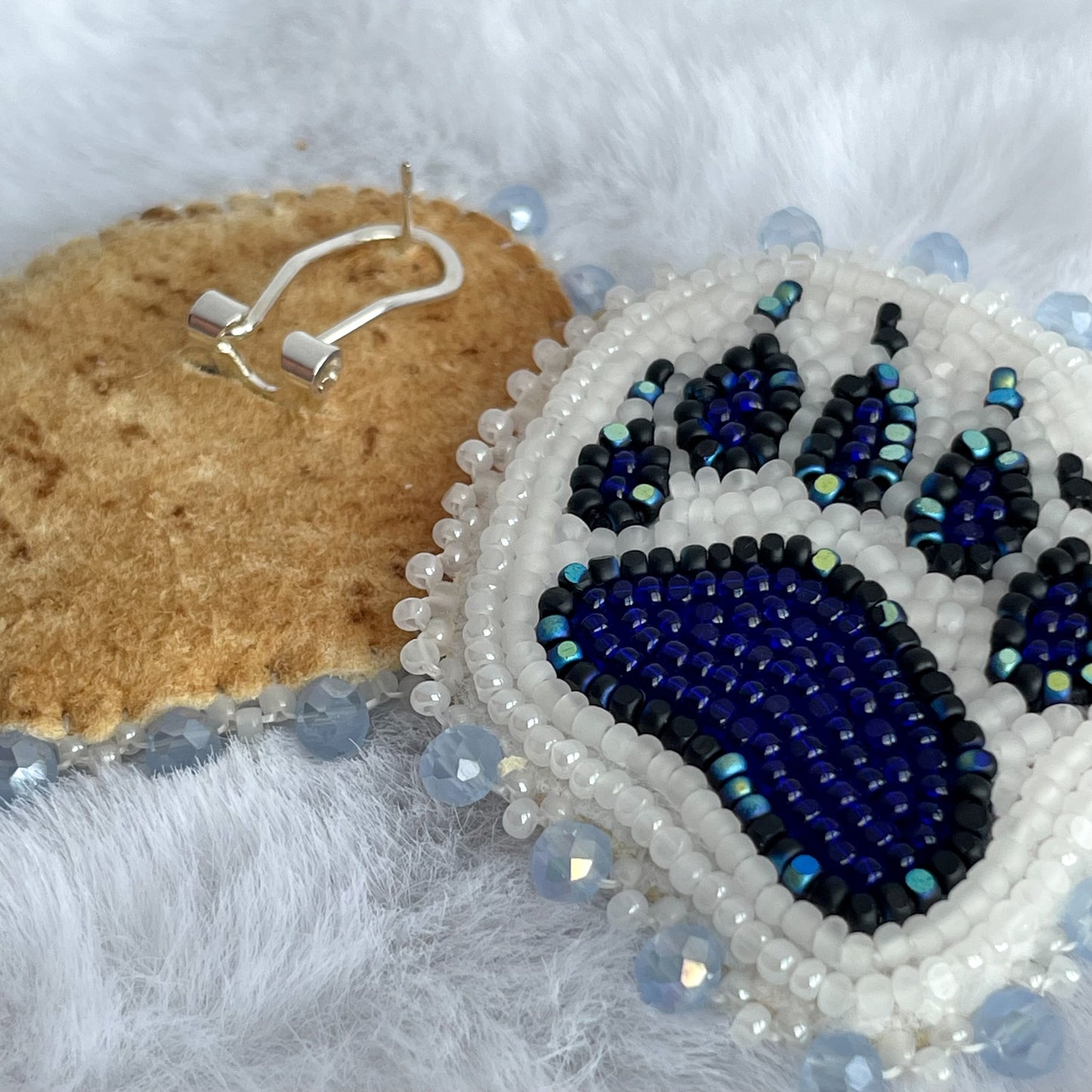 Blue & White Bear Paw Studs