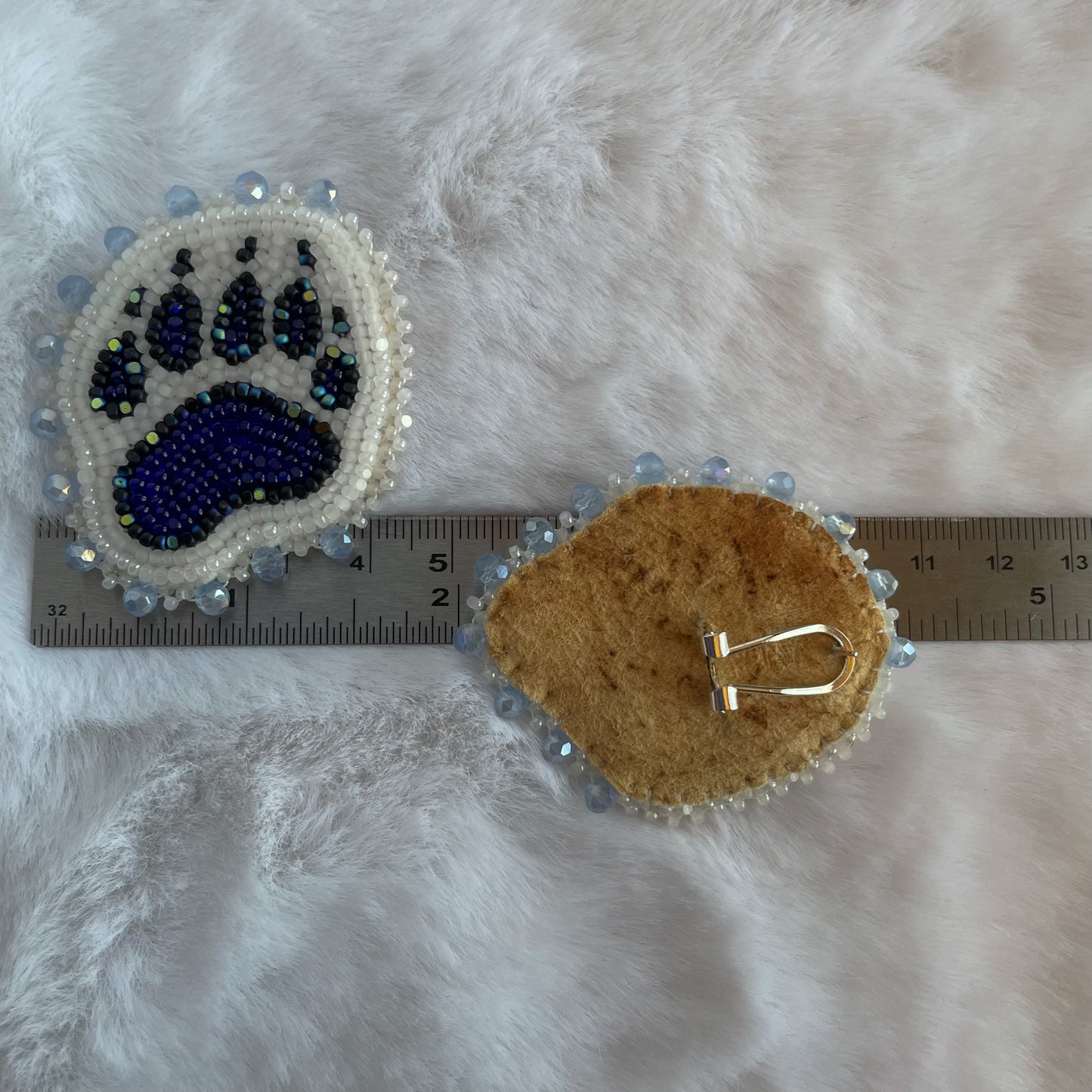 Blue & White Bear Paw Studs