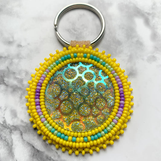 Yellow Keychain - Purple/Green Ombre