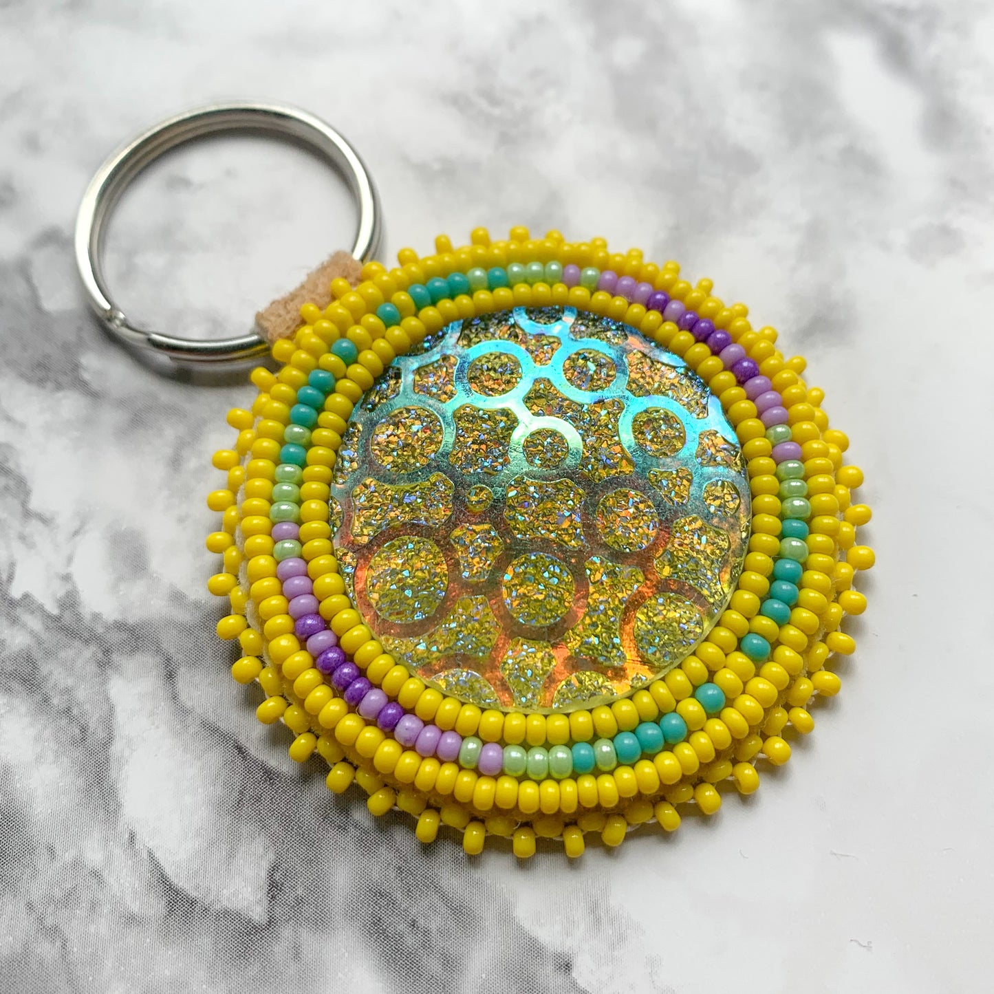 Yellow Keychain - Purple/Green Ombre