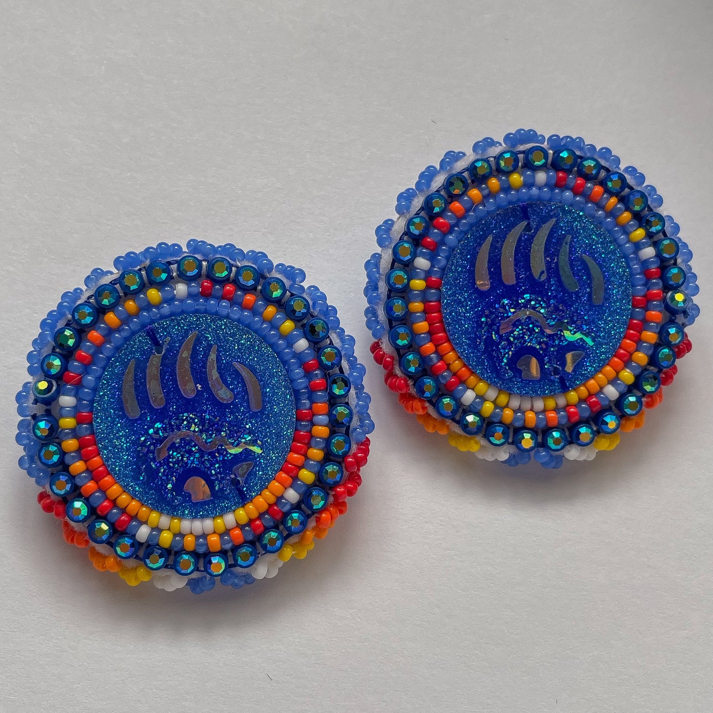 Blue & Firecolor Bear Paw Studs