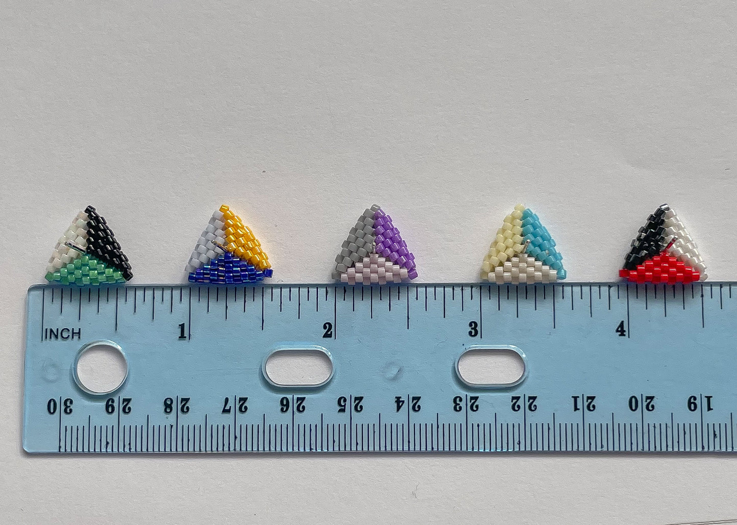 Purples & Grey - Peyote Stitch Triangle Studs
