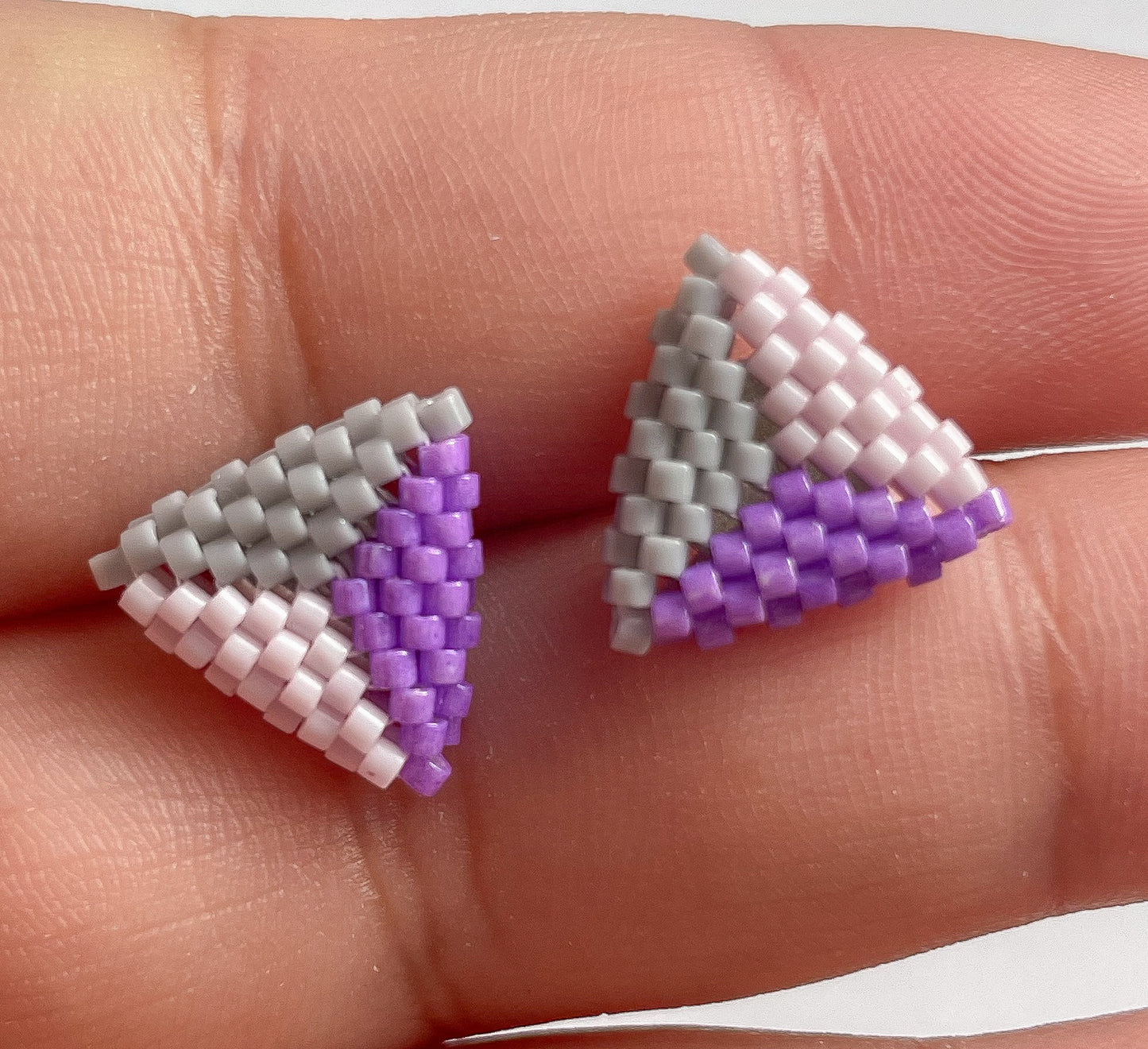 Purples & Grey - Peyote Stitch Triangle Studs