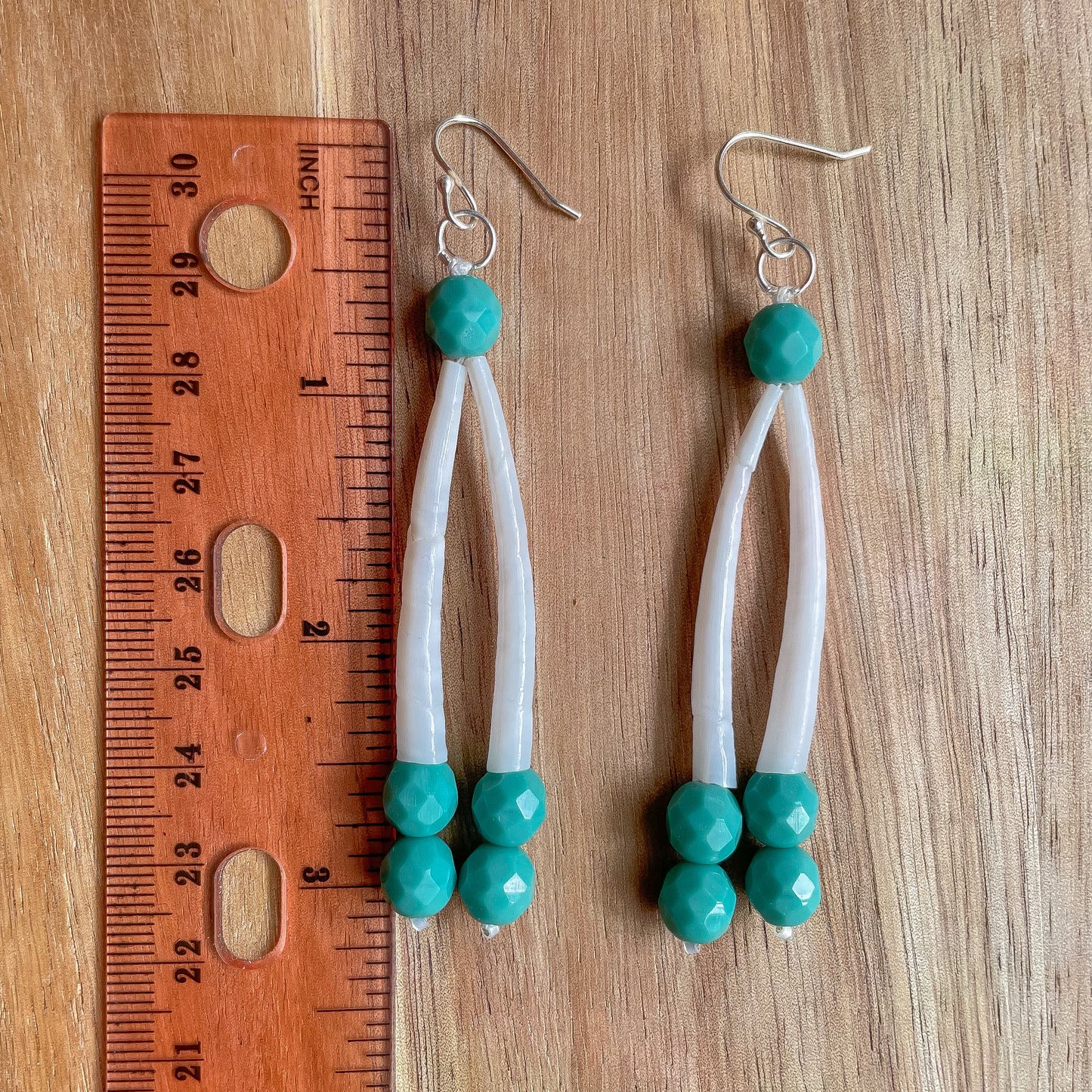 Basic Turquoise Two Shell Dentalium Shell Earrings