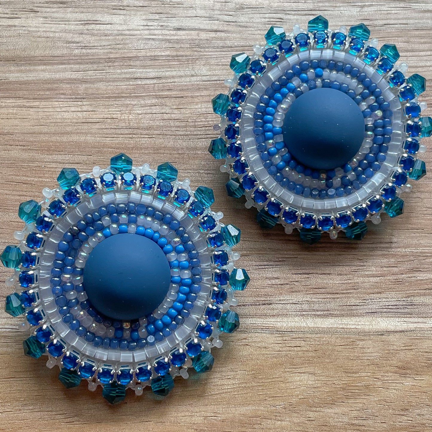 Cute Blue Round Earrings