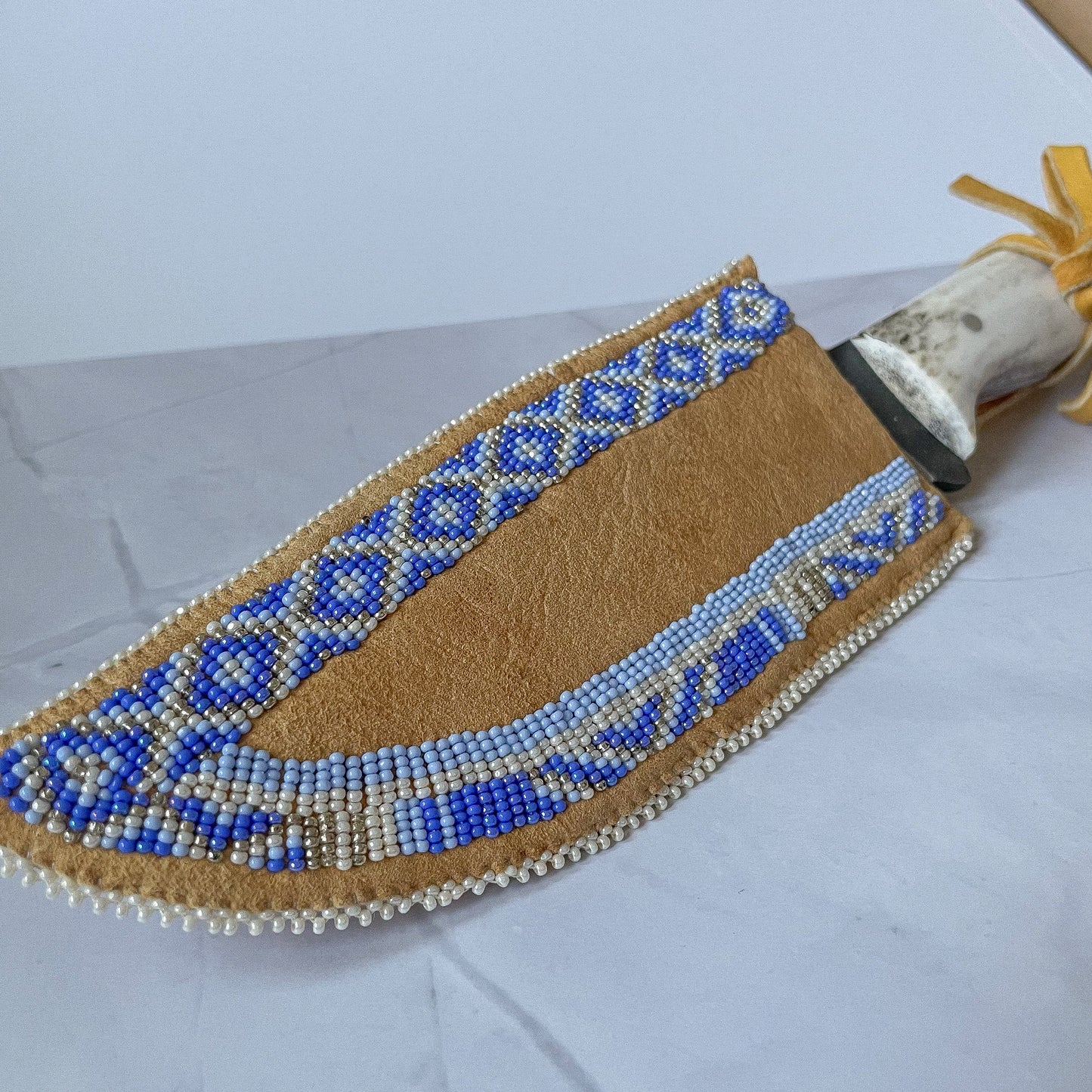 Elk Antler Knife w/ Traditional Beaded Case