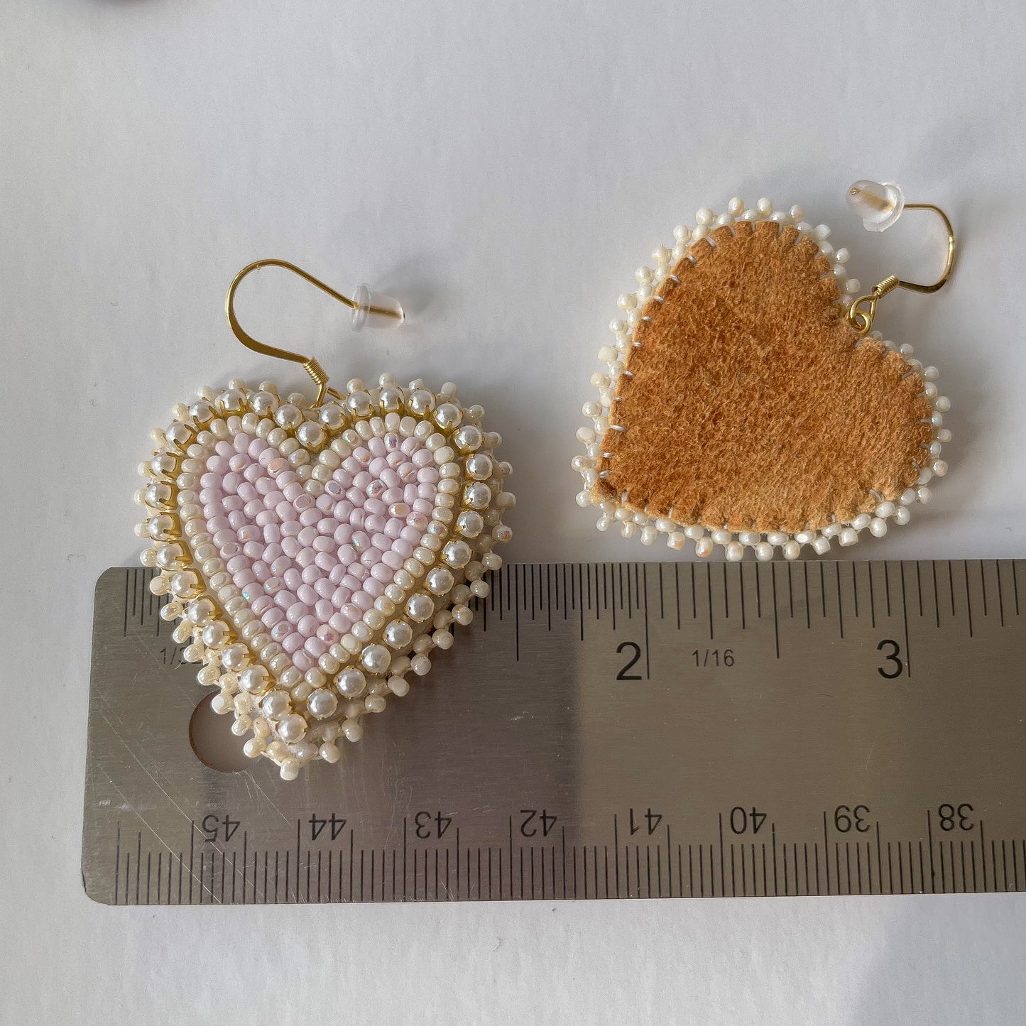 Pink Pearly Gold Heart Dangles