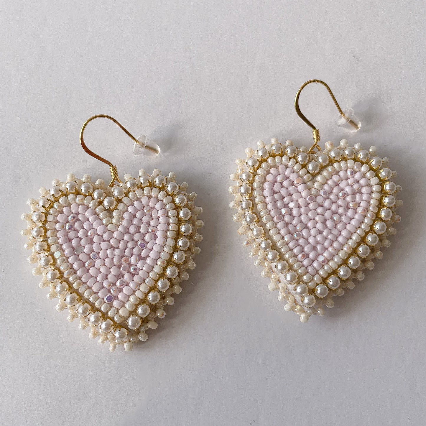 Pink Pearly Gold Heart Dangles