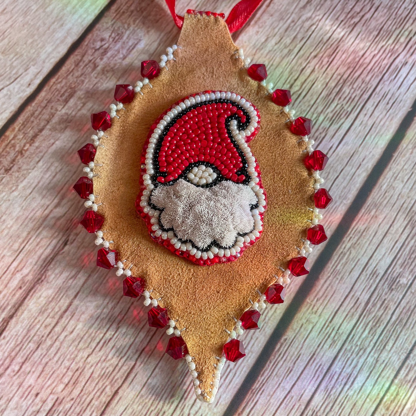 Red Tufted Gnome Traditional Hide Ornament