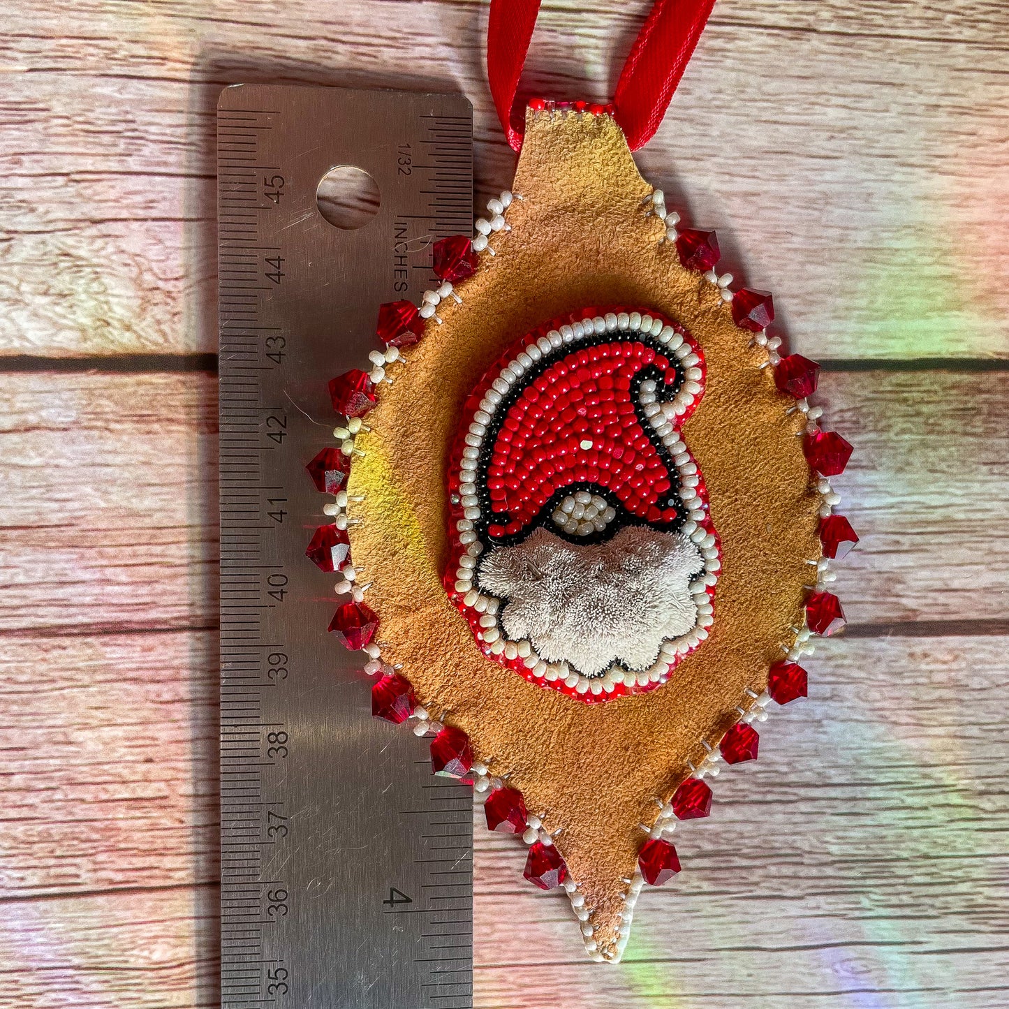 Red Tufted Gnome Traditional Hide Ornament