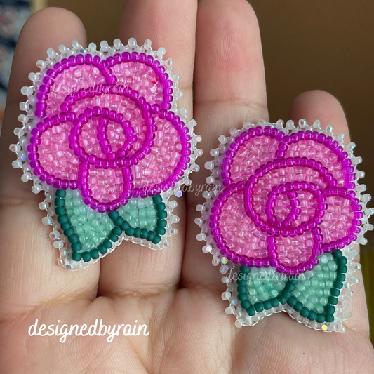 Pink Rose Rounds- Fingernail Studs