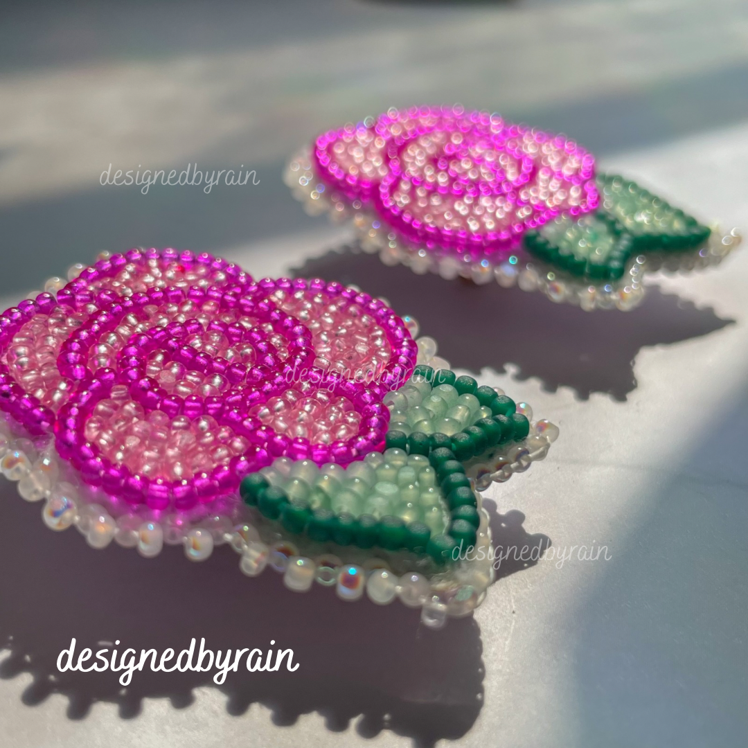 Pink Rose Rounds- Fingernail Studs